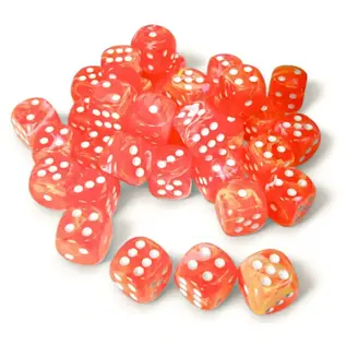 Chessex Dice - Festive: D6 12mm Luminary Dahlia / White (36)