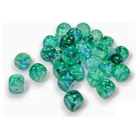 Chessex Dice - Borealis: D6 12mm Luminary Kelp / Light Green (36)