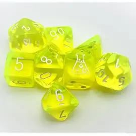 Chessex Dice - Translucent Poly Neon Yellow / White (7)