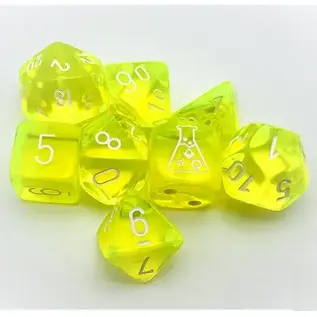 Chessex Dice - Translucent Poly Neon Yellow / White (7)