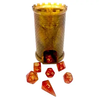 Hymgho Premium Gaming Pocket Citadel Mini Dice Tower: Gold / Black (with Mini Dice)