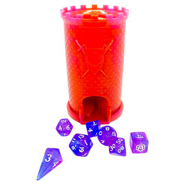 Hymgho Premium Gaming Pocket Citadel Mini Dice Tower: Purple / Red (with Mini Dice)