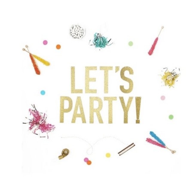 Let's Party Gold Glitter Banner