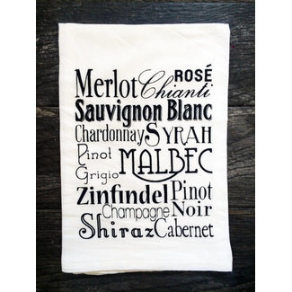 Coin Laundry Wine Typography Tea Towel