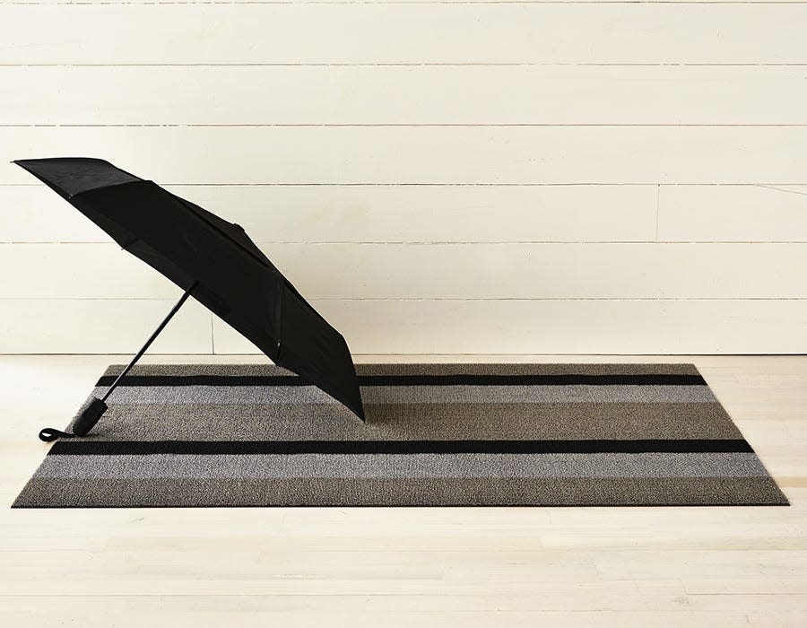 Block Stripe shag taupe utility mat - urbAna