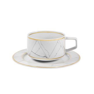 Carrara White Marble Tea Cup Saucer