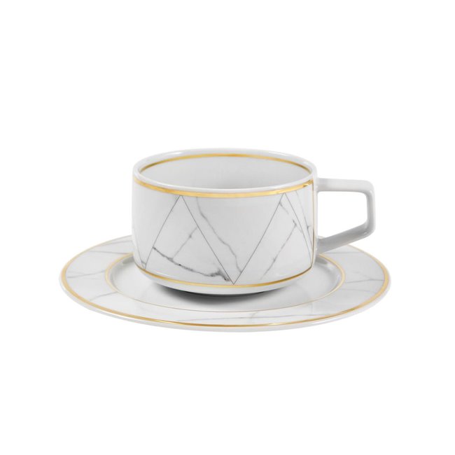 Carrara White Marble Tea Cup Saucer