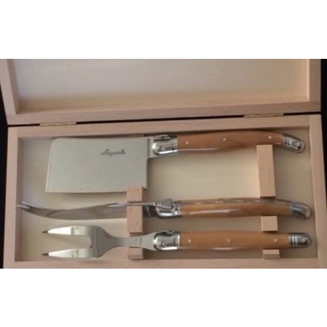 Laguiole 3 pc Cheese Set, Olive Wood