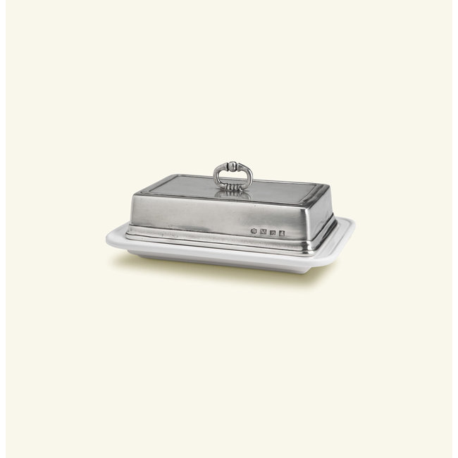 Match Convivio Double Butter Dish with Cover, White