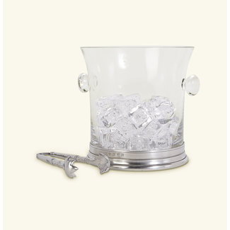 MATCH Pewter Crystal Ice Bucket with Handles and Tongs