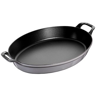 Staub Cast Iron 14.5" X 11.2" Oval Baking Dish - Graphite Grey