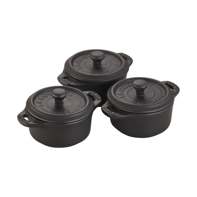 Staub 3pc mini round cocotte Matte Black