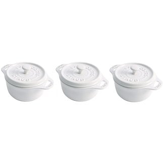 3pc mini round cocotte White