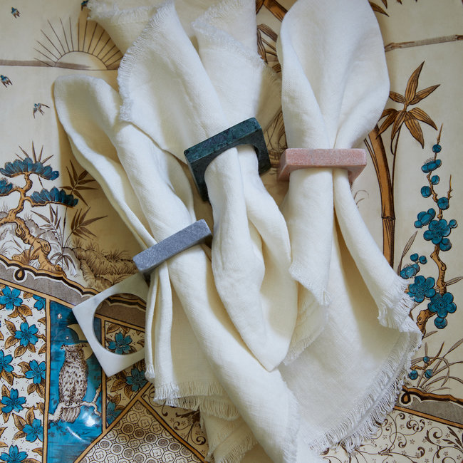Modernist Napkin Rings Pink Marble S/2