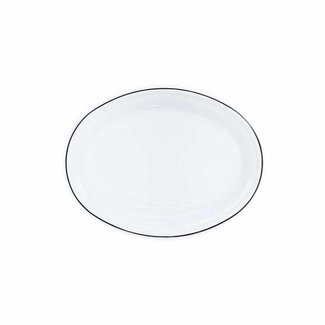 Oval Tray White Black Rim