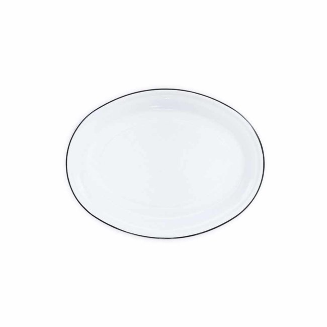 crow canyon Oval Tray White Black Rim