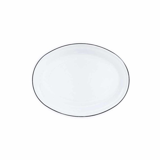 Oval Tray White Black Rim