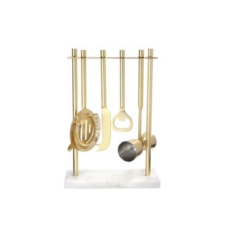 Gold Hanging Bar Set with Marble Stand