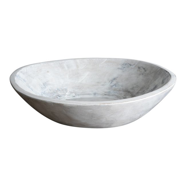Found Dough Bowl, White Wash Medium