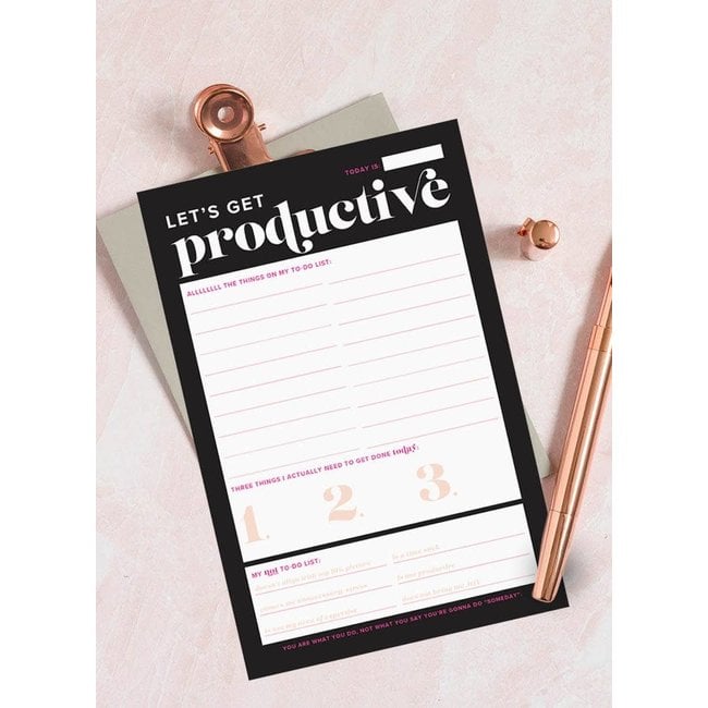 Let's Get Productive Notepad Black & Pink