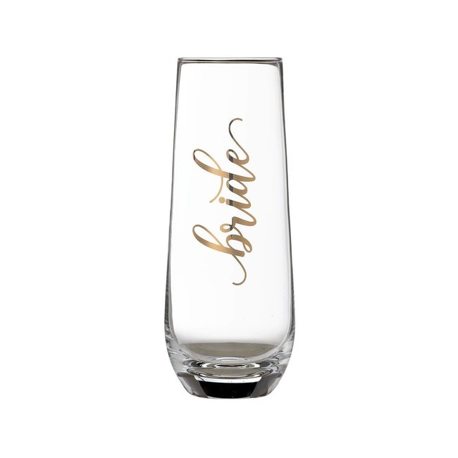 Gold "Bride" Stemless Champagne Glass