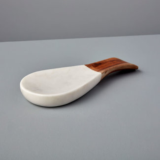 White Marble & Wood Spoon Rest