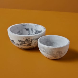 Marbled Cement Nesting Bowls, Set of 2