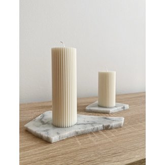 Small Ribbed Pillar Candle - Vanilla