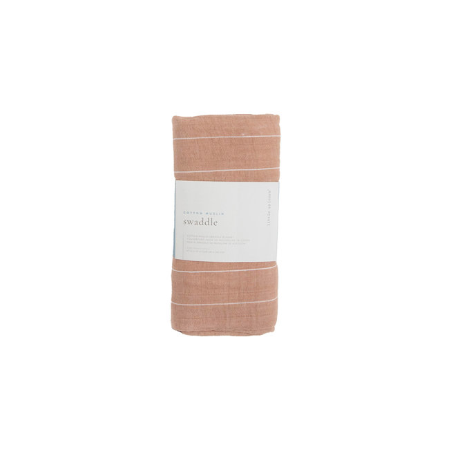 Cotton Muslin Swaddle Blanket - Mauve Stripe - Mauve Stripe