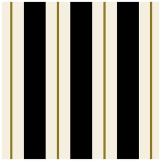Black & Gold Awning Stripe Cocktail Napkin