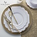 Scalloped White • Gold Plastic Plates | 10 Pack  10 Plastic Plates, 10.7" Dinner Plates