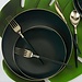 Round Emerald • Gold Plastic Dinner Plates