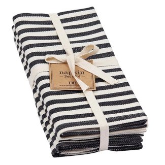 Design Imports Black Petite Stripe Napkin S/4