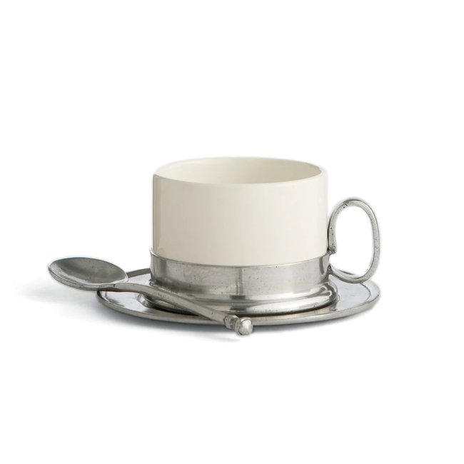 arte italica Tuscan Cappuccino Cup & Saucer with Spoon 8 oz
