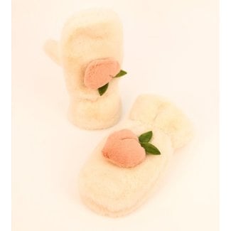 Kid's fluffy mittens - peach