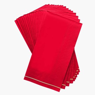 Red with Gold Stripe Guest Napkins Set of 16