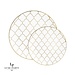 Round White • Gold Lattice Pattern Plastic Plates | 10 Pack 7.25" Dessert Plate