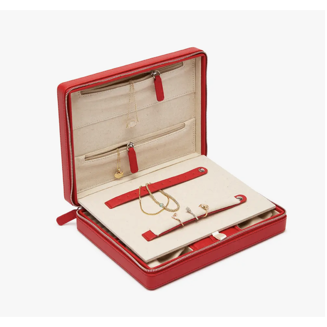 The Luna Large Travel Jewelry Case (Red)