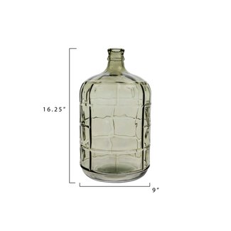Vintage Glass Bottle, Green 10-1/2" Rnd x 16"H