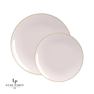 Round Linen • Gold Plastic Plates | 10 Pack  10.25" Dinner Plates