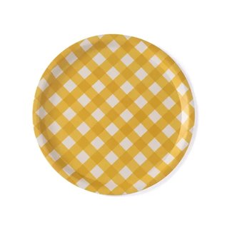 Ainsley Check Shallow Serving Tray - Yellow