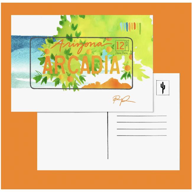 Arcadia License Plate Postcard