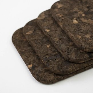 Set of 4 Smoked Cork Coasters | Square