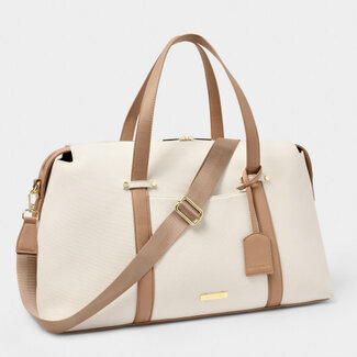 Amalfi Canvas Weekend Bag - White/Tan