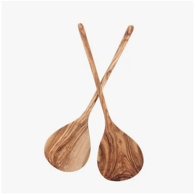 Olive Wood Simple Salad Servers