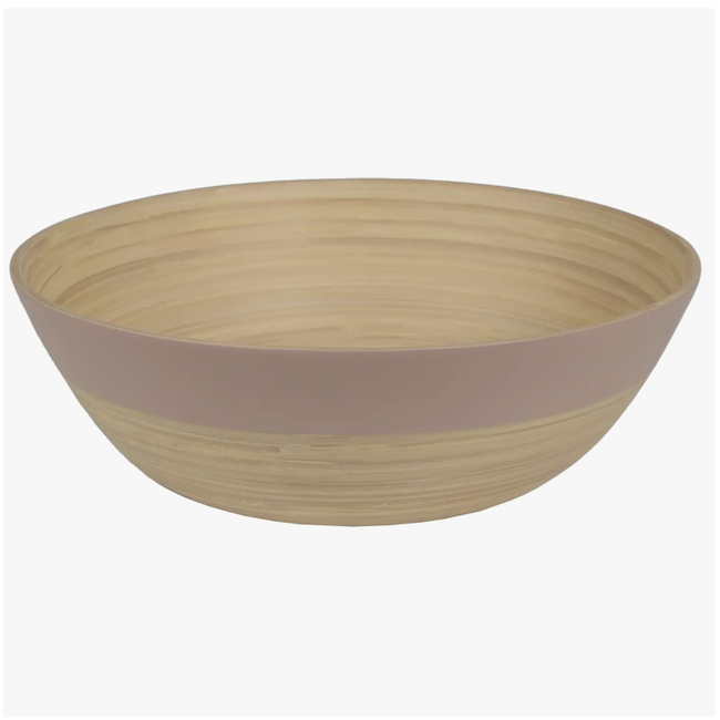 Large Shallow Matte Bamboo Serving Bowl - blush