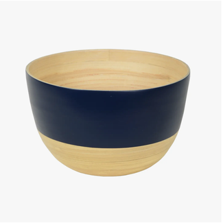 Medium Tall Matte Serving Bamboo Bowl - Dark Blue