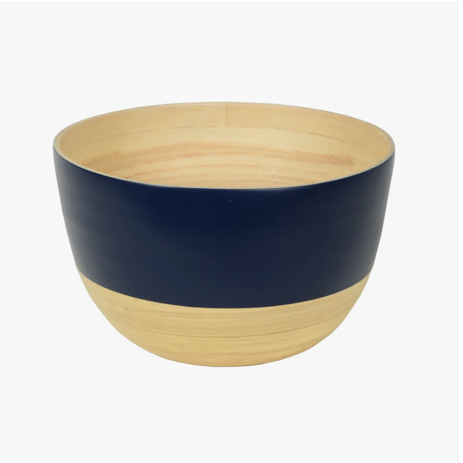 Medium Tall Matte Serving Bamboo Bowl - Dark Blue