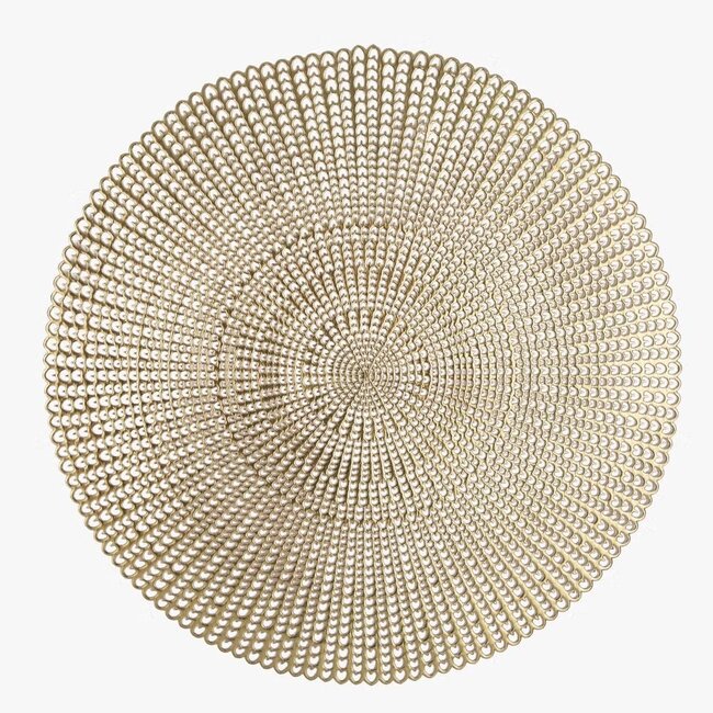 16" Woven Gold Round Vinyl Placemat