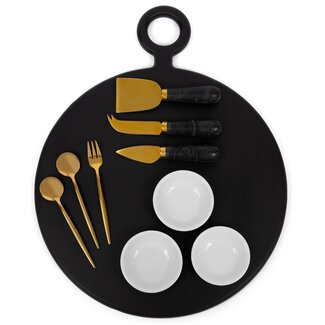 Host at Home- 10 Pc Board and Cheese Set, Black